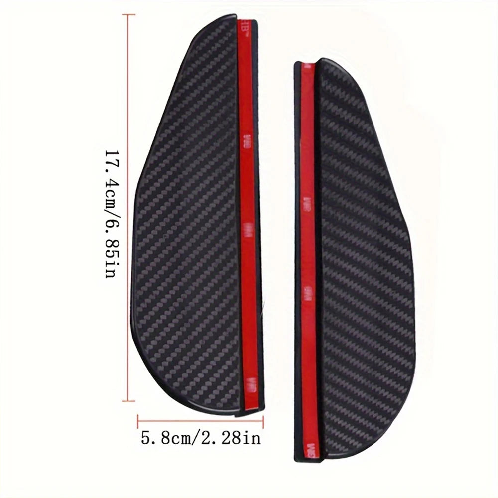 2pcs Carbon Fiber Look Car Side Mirror Rain Guards - Sun & Snow Shield Visors for Enhanced Rear View Safety, Easy Install