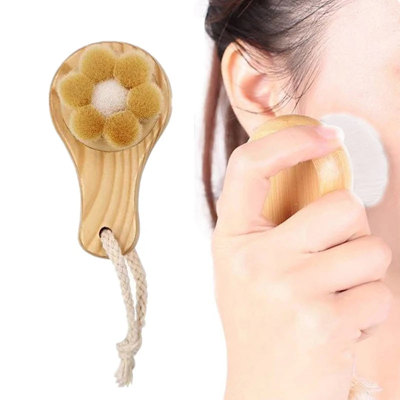 Natural Bamboo Facial Cleansing Brush | Soft Horse Hair Deep Clean Face Brush alternate view