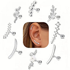 EVISPOL 2Pcs 16G Stainless Steel Screw Back Stud Earrings for Women, Cubic Zerconia C alternate view