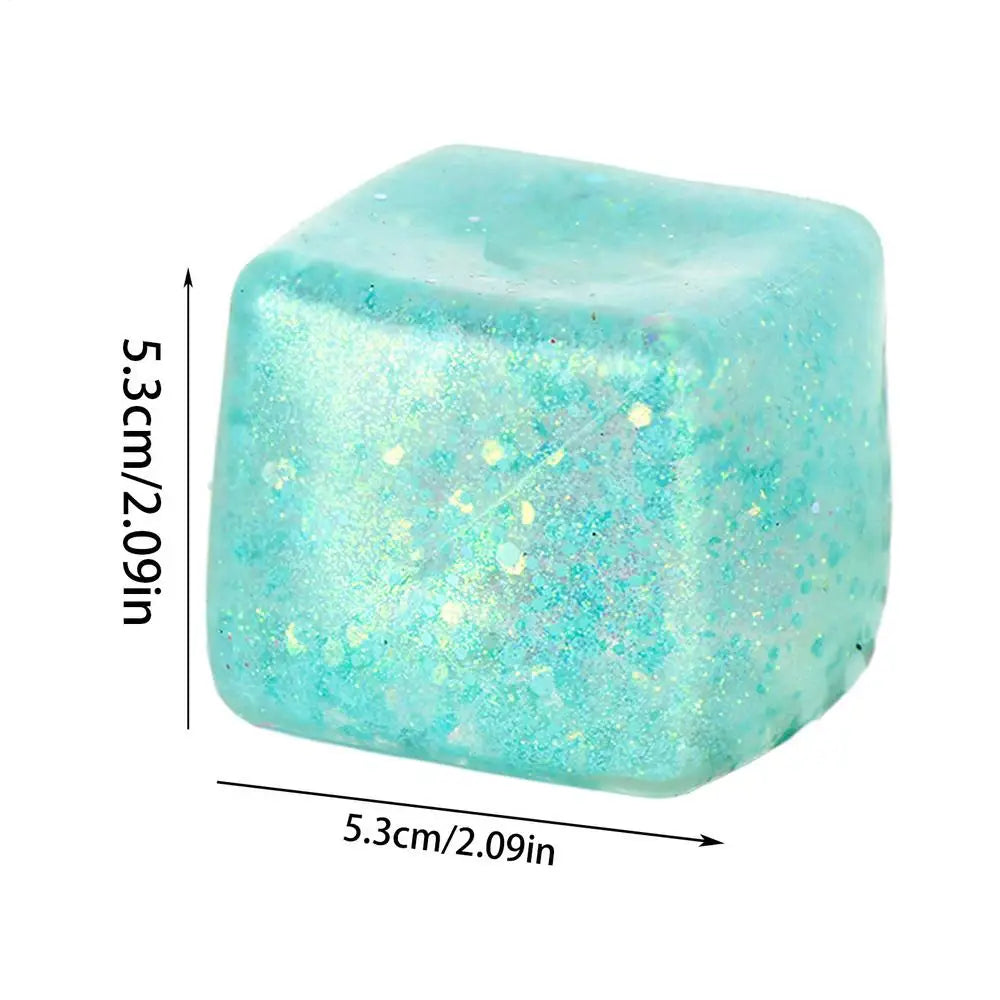 Maltose Cube Stress Squeeze Toy | Slow Rebound Polar Light Colorful TPR Block detail view