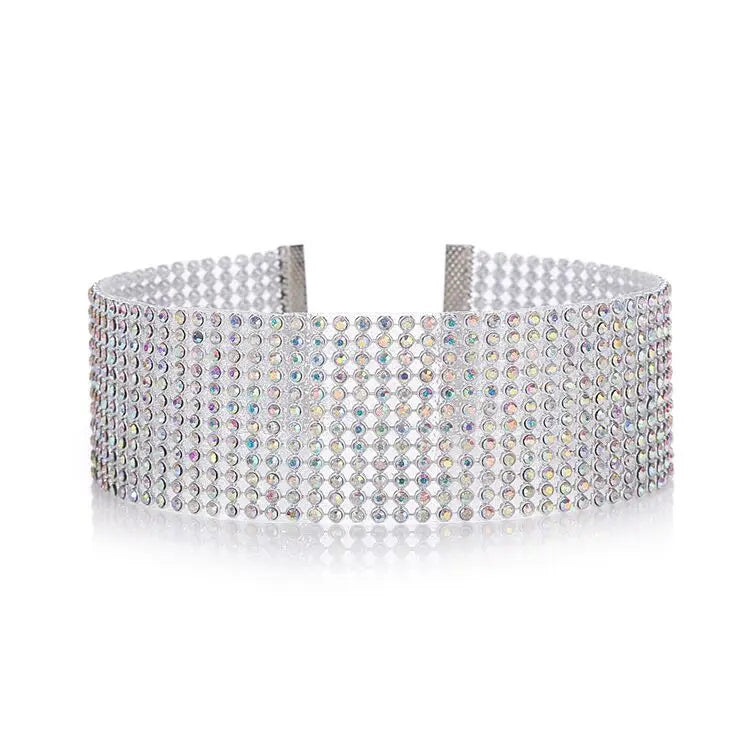 TOP Quality Cool Shiny Rhinestone Bundle Neck Popular Element Collar Necklace Punk Hip H detail view