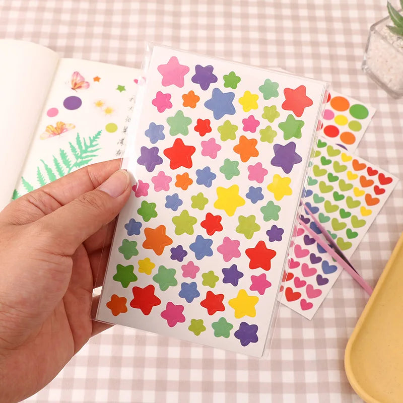 6 Sheets Colorful Sticker Set | Self-adhesive Letters, Numbers, Stars, Hearts, Dots fo close-up view