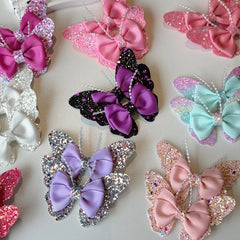 2 Pcs Fashion Rainbow Butterfly Hair Accessories Hair Clips Girls Sequin Hairpins Chil close-up view