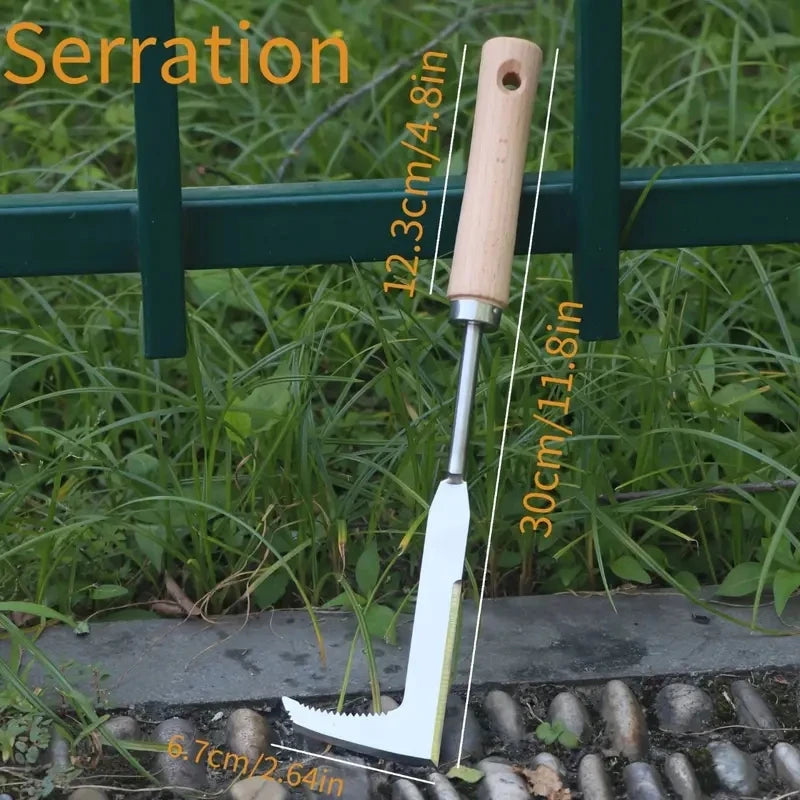 Heavy-Duty Carbon Steel Hand Shovel | Ergonomic Weeding Tool for Cracks and Gardens lifestyle view