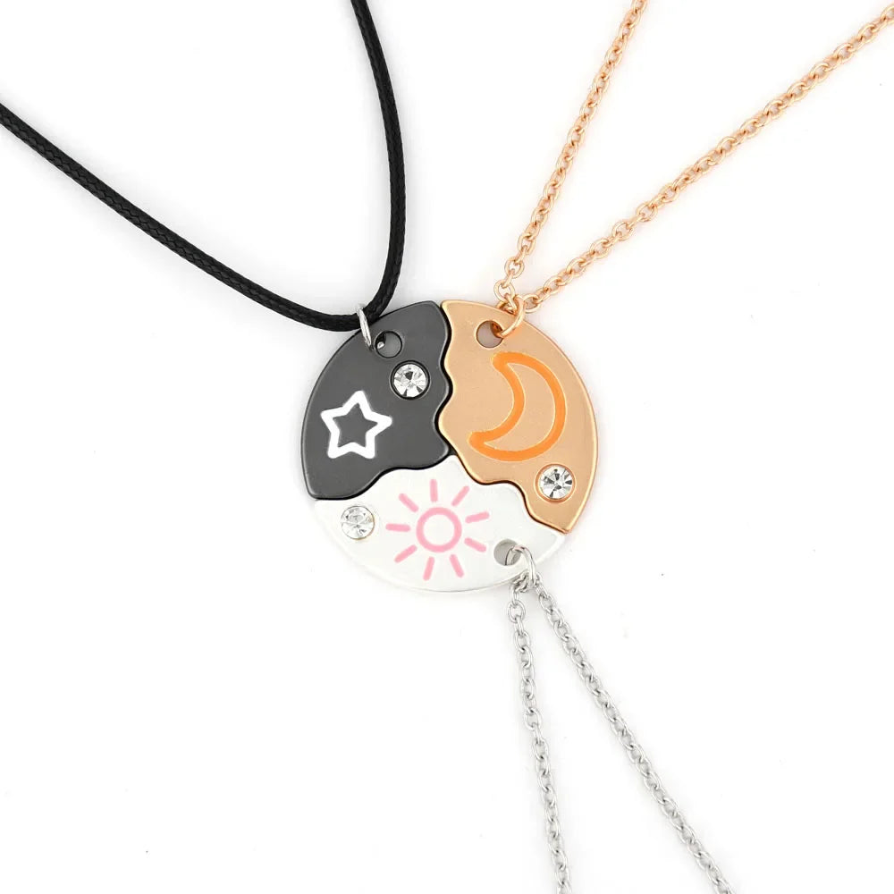 Elviragirl 3Pcs/set Sun Moon Star Pendant Necklace for Girl Kids Friendship BFF Neckl lifestyle view