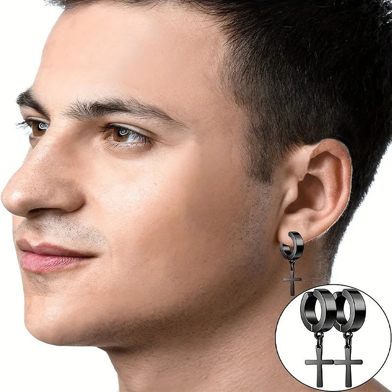 2Pcs Crystal Strong Magnetic Ear Stud Clip Earrings for Men and Women, Punk Round Zir alternate view