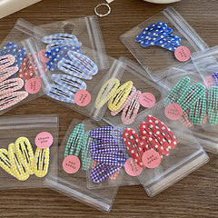 4pcs Academia Hair Clips for Children Cute Polka Dot & Plaid BB Clips Y2K School Girl Side Hair Pins Water-drop Wavy Shape Set