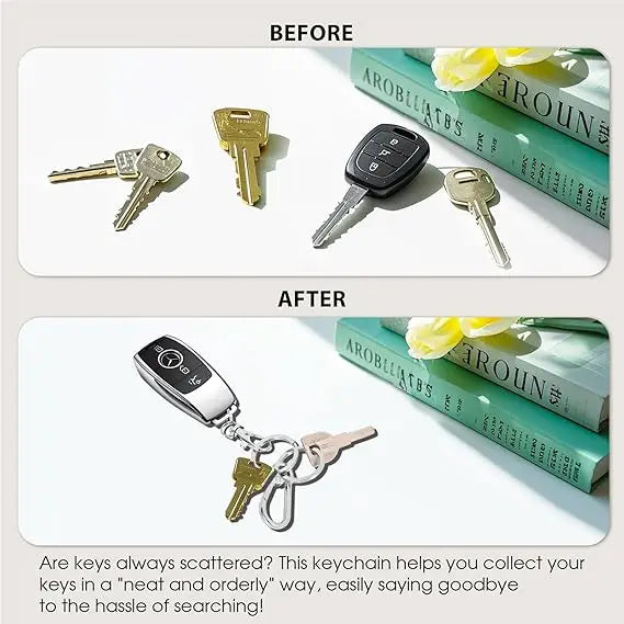 Metal Keychain Clip Hook Keyring | Double Loop Key Holder for Car Keys additional angle