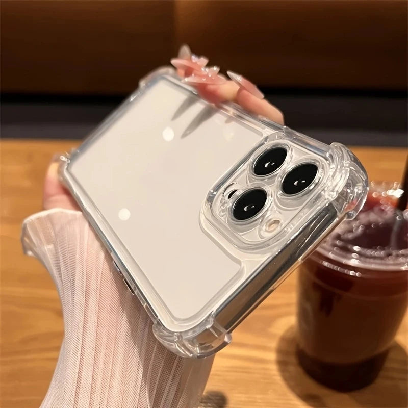 Luxury Shockproof Transparent Case For iPhone 15 14 13 12 11 16 Pro Max 15 Plus Bumper close-up view