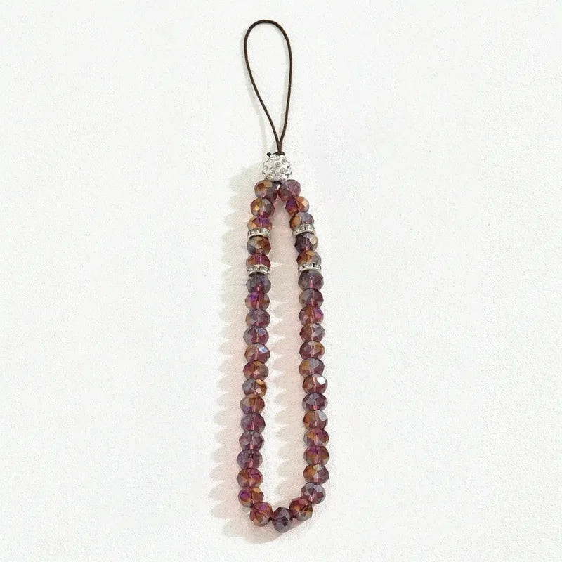 Crystal Beads Phone Charm Phone Lanyard Strap Hand Wrist Lanyard Strap Ladies Anti-Lo alternate view