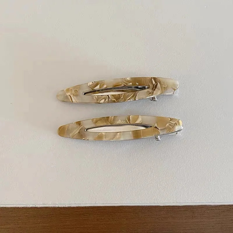 2pcs/set Acetate Hair Clips Hollowed Oval Geometric Barrettes Side Pins Hairpin Women Hair Accessories