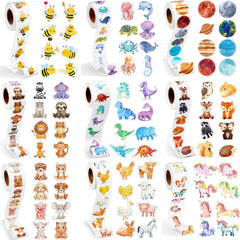 100-500 Animal Stickers Roll | Small Decorative Labels for Photocards and Gifts