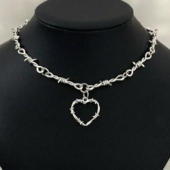 Barbed Wire Choker Necklace | Gothic Punk Thorns Chain for Women
