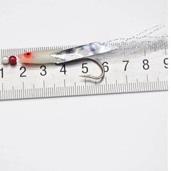 5 Pcs/Set Multi-Color Soft Silverskin Fishing Lure Set Imitation Fish Shrimp Bait with close-up view