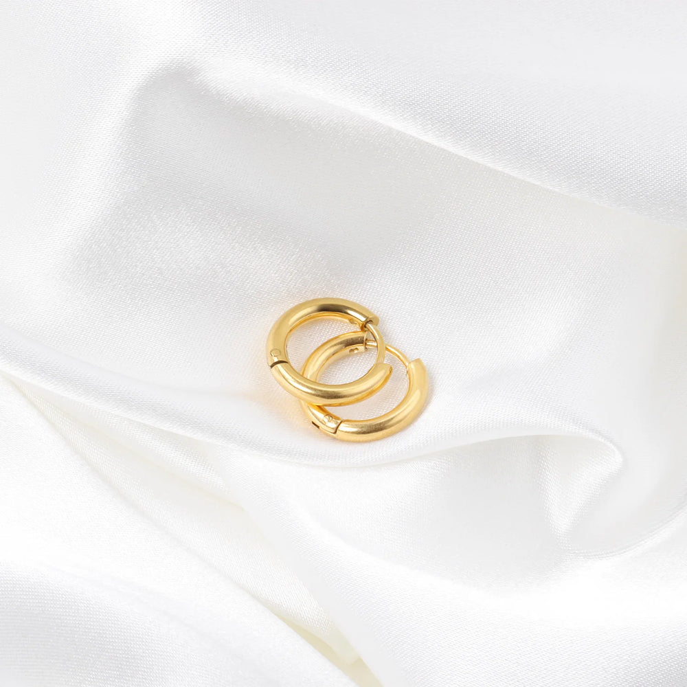 LUXUSTEEL Stainless Steel Hoop Earrings | Simple Geometric Shapes for Women close-up view