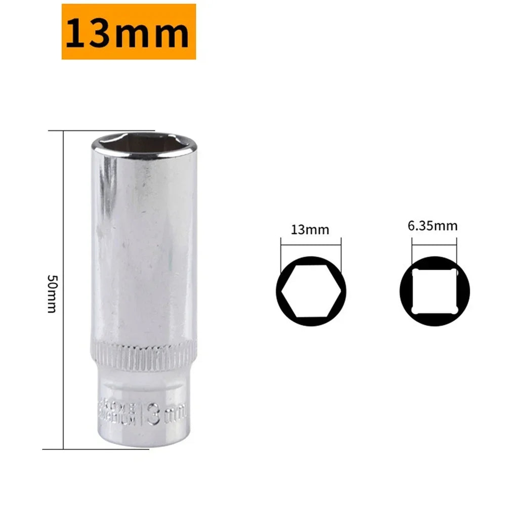 1/4 Hex Drive Deep Socket Adapter Set | Chrome Vanadium Steel Impact Socket Wrench alternate view