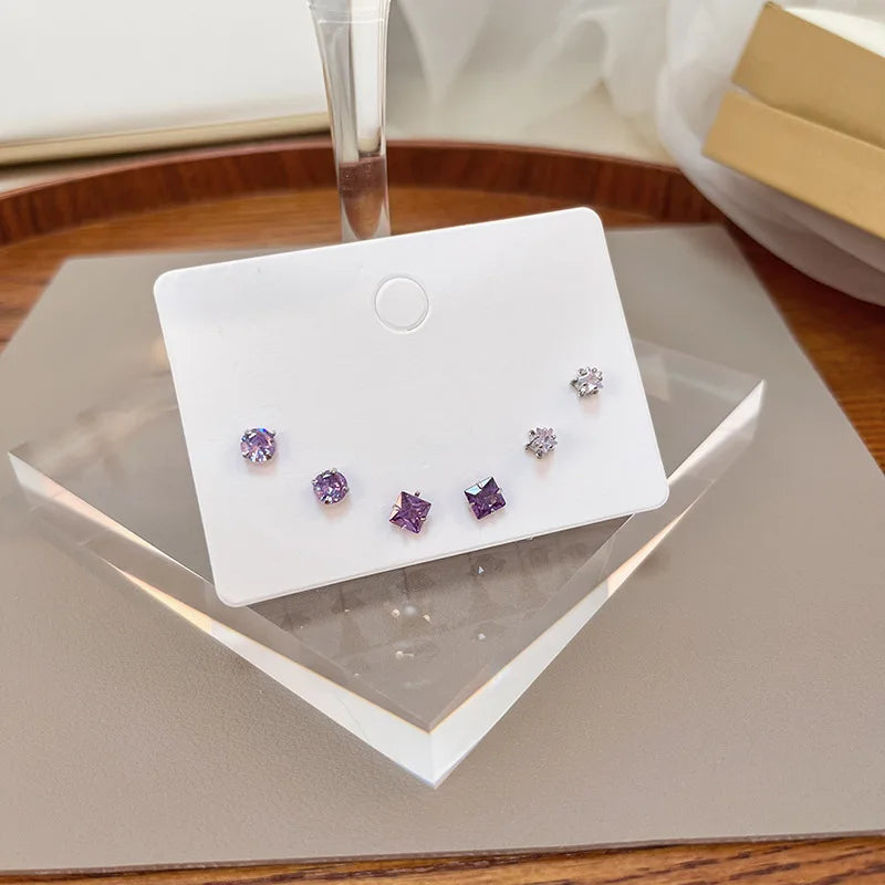 S925 Silver Needle Stud Earrings Set lifestyle view