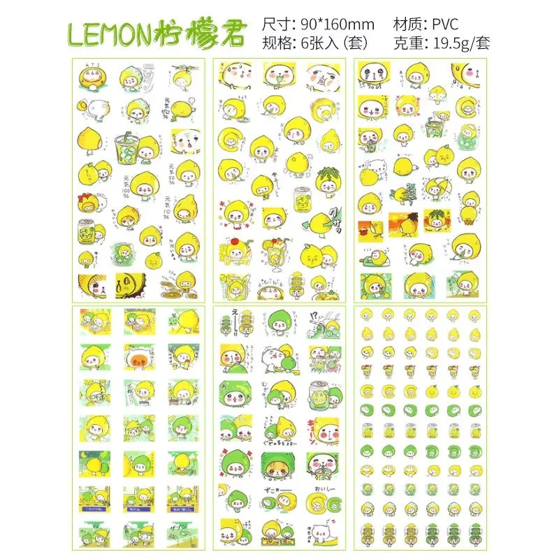 6Pcs Waterproof Cartoon Sticker Set | Cute DIY Decals for Laptops, Phones, and Planne lifestyle view
