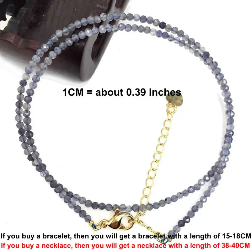 Faceted Gemstone Bead Choker Necklace and Bracelet Set | Natural Stone Jewelry for additional angle