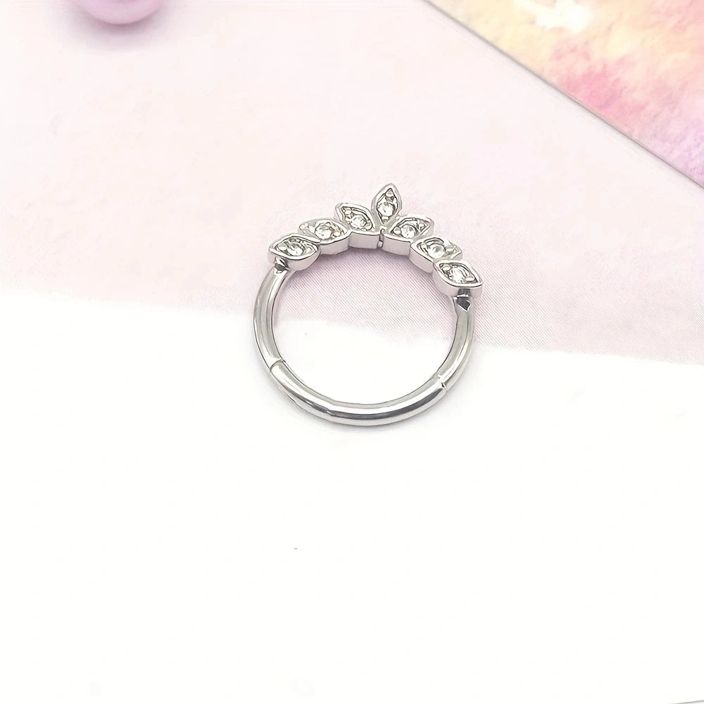 1Pc 18K Gold Plated Stainless Steel Nose Ring,Synthetic Zircon Nasal Septum Piercing lifestyle view