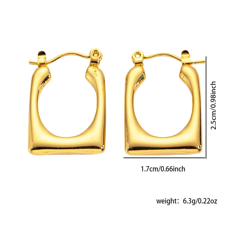 ANENJERY 316L Stainless Steel Hollow Square Texture Drop Earrings | Hypoallergenic Ge lifestyle view