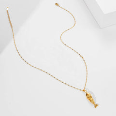 Trendy Gold-Plated Retro Personality Agile Small Fish Necklace for Women Anti-Allergic F detail view