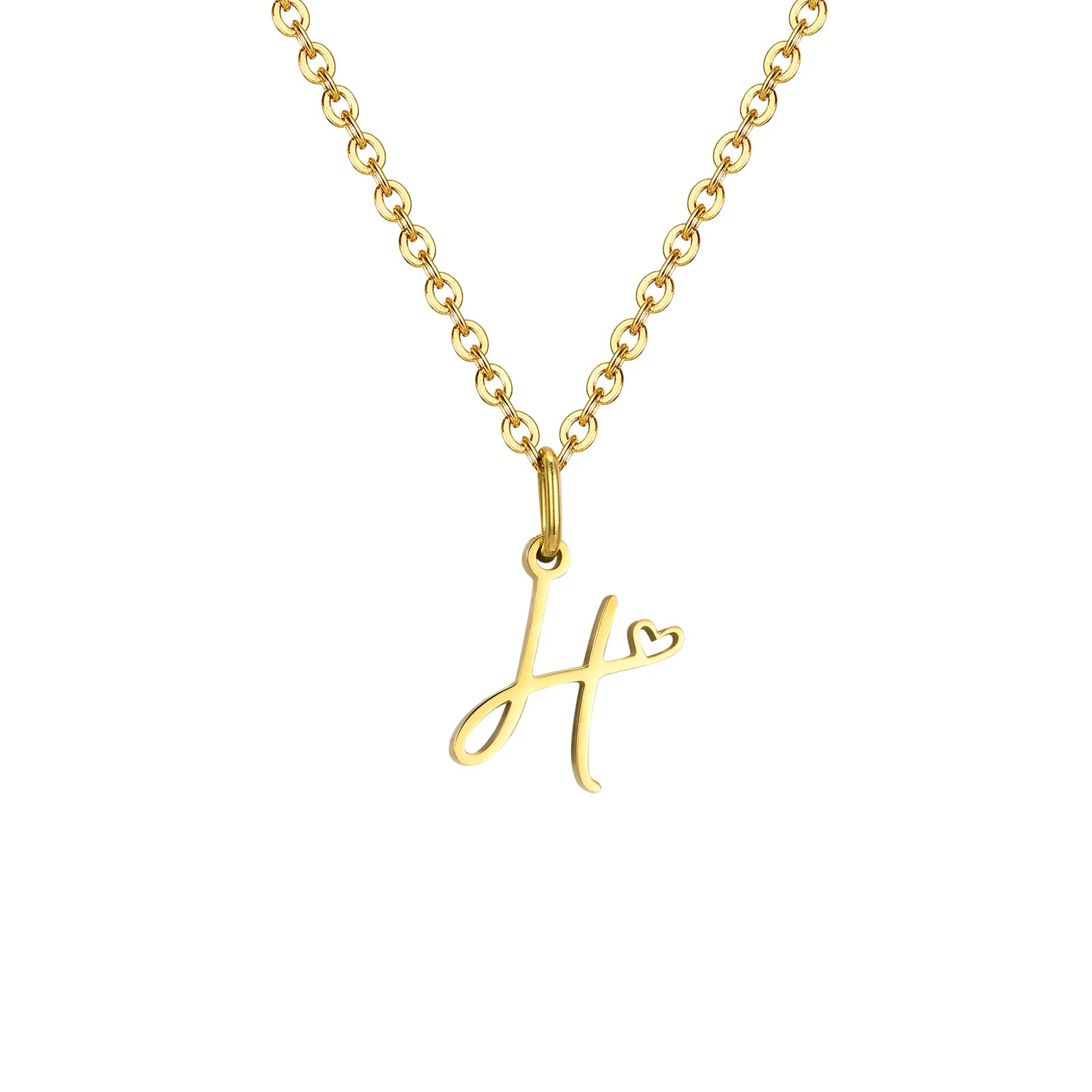 Dainty Heart Initial Necklace for Women, Gold Plated A-Z Letter Pendant, Waterproof additional angle