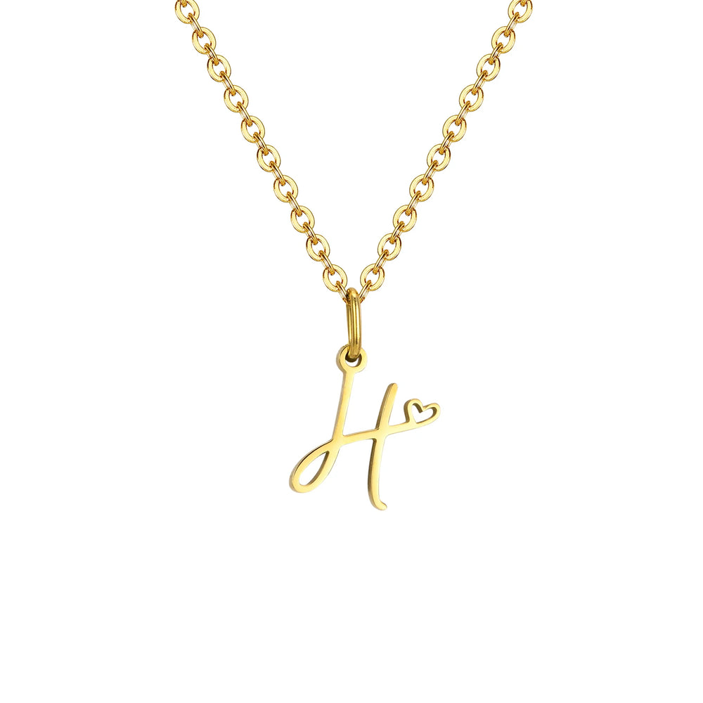 Dainty Heart Initial Necklace for Women, Gold Plated A-Z Letter Pendant, Waterproof additional angle