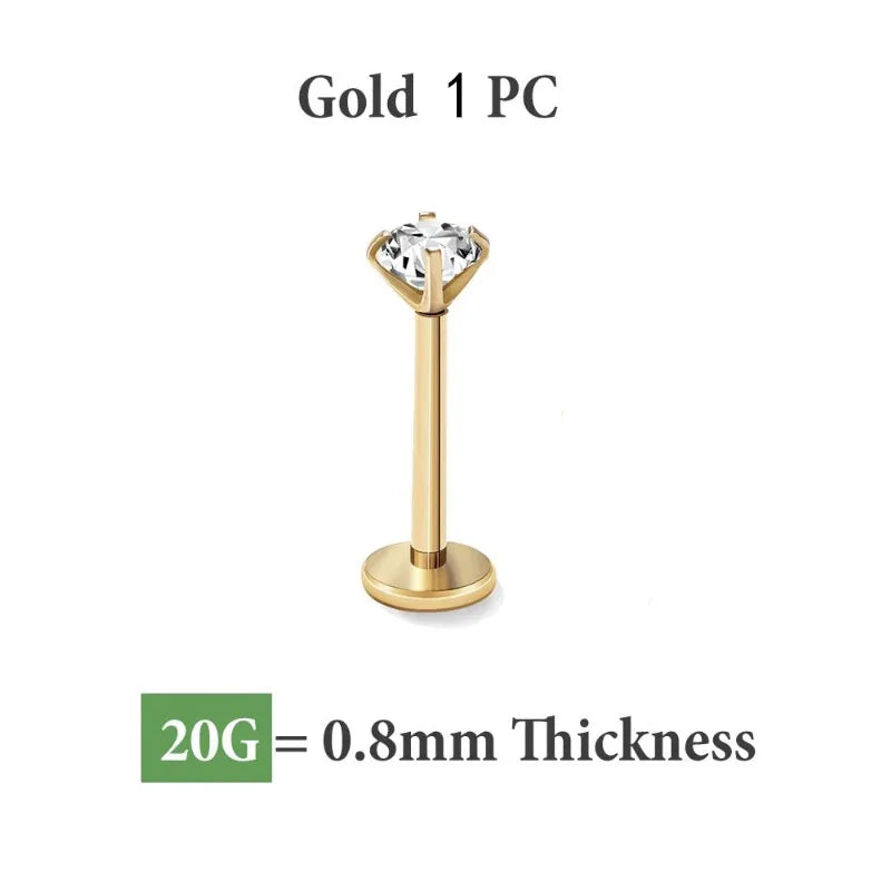 1pc 20G-16G Stainless Steel Monroe Lip Stud Ring, Tragus Helix Conch Cartilage Earrin alternate view