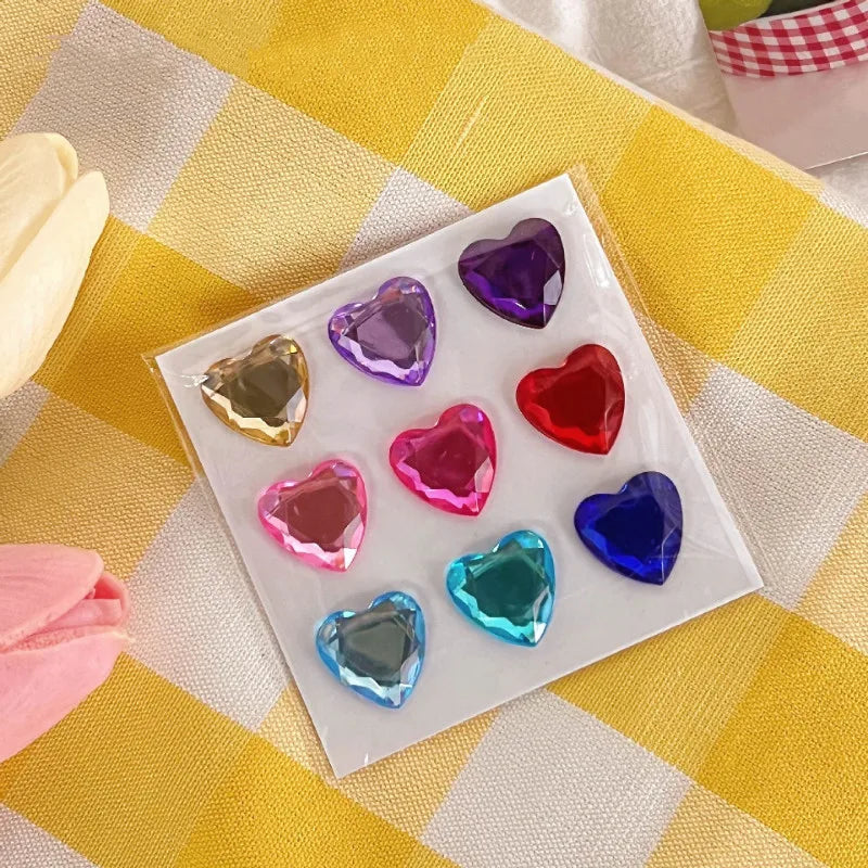 Heart Stickers 3D Stereoscopic Crystal Heart Shining Sticker for DIY Scrapbook Journal Kids Stationery Reward Supplies Stickers