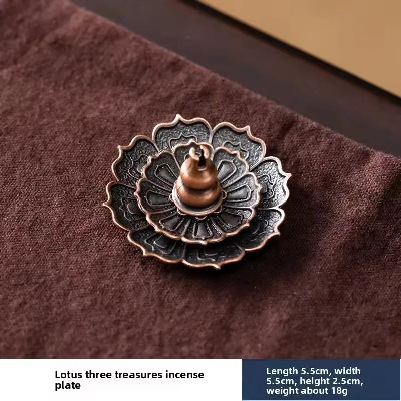 Porous Lotus Zen Line Incense Holder | Retro Metal Sandalwood Burner Tray detail view