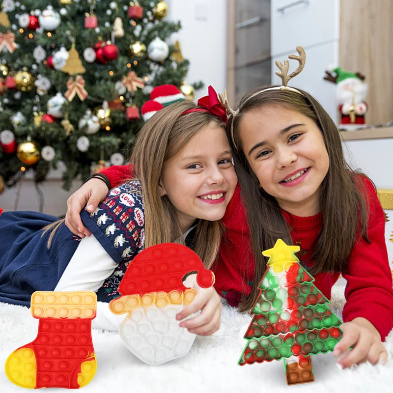Santa Claus Xmas Tree Pop Fidget Toy Kids New Year Party Gift Favors Christmas Decora lifestyle view