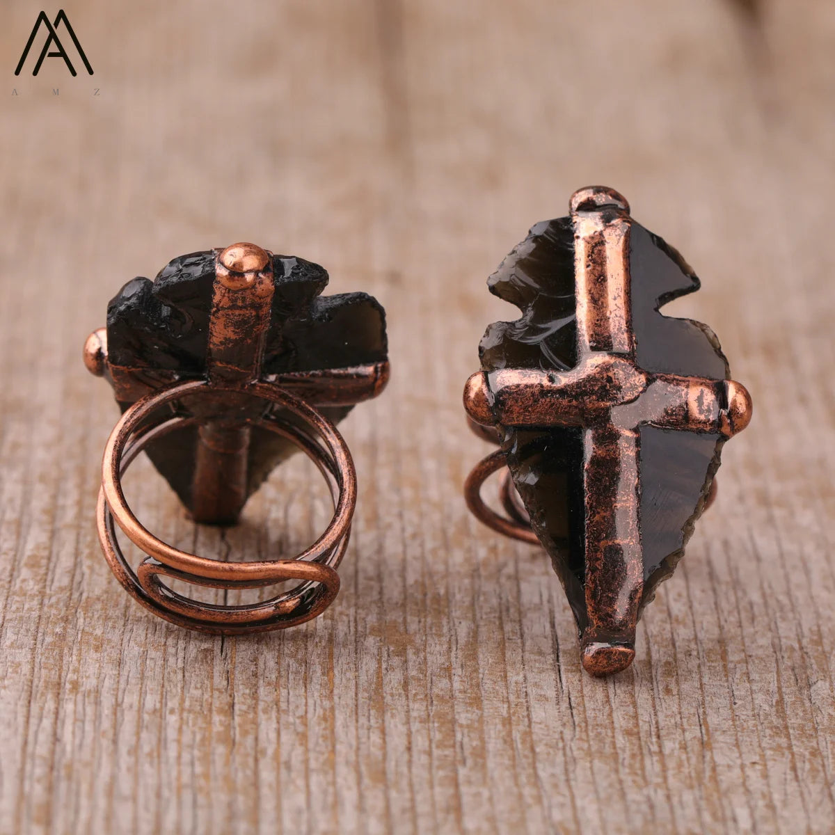 Irregular White Quartz Point Beads Bronze Handmade Rings Jewelry Women Natural Stone lifestyle view
