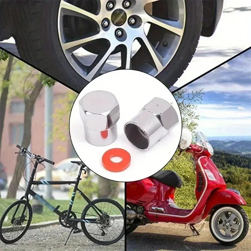 40 Pcs Tire Valve Cap with O Rubber Ring Plastic Chrome Dust Proof Covers Universal Cars Bicycle Trucks Motorcycles Accessories