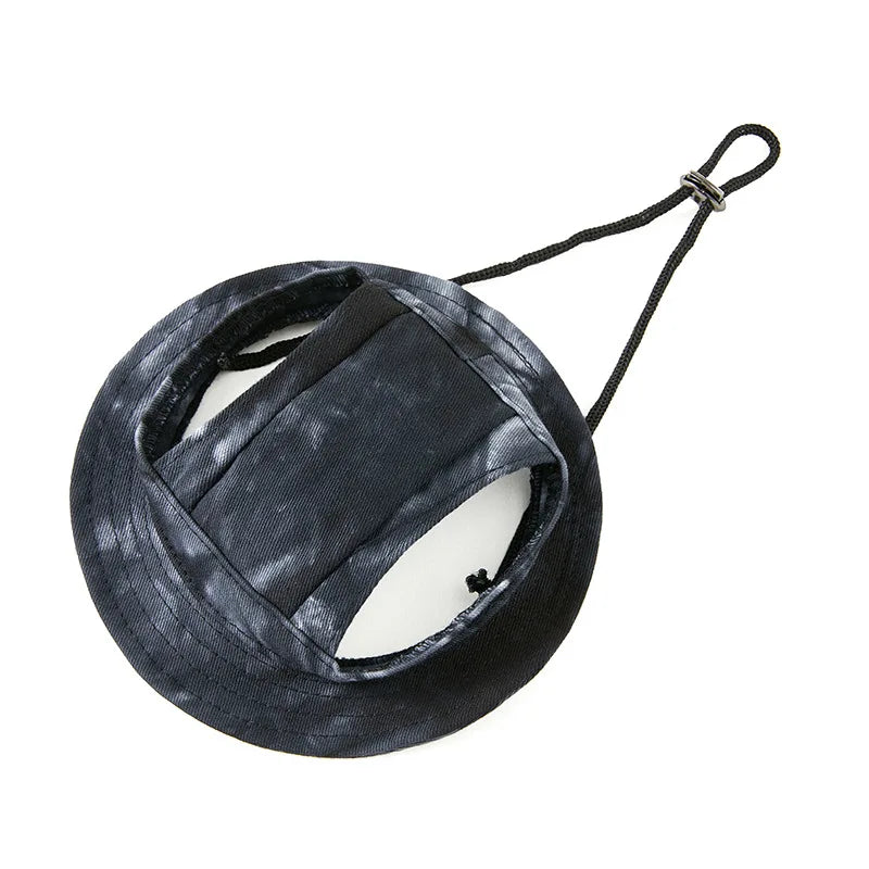 Dog Sun Hat with Ear Holes | Breathable Cotton Bucket Hat for Small Pets lifestyle view