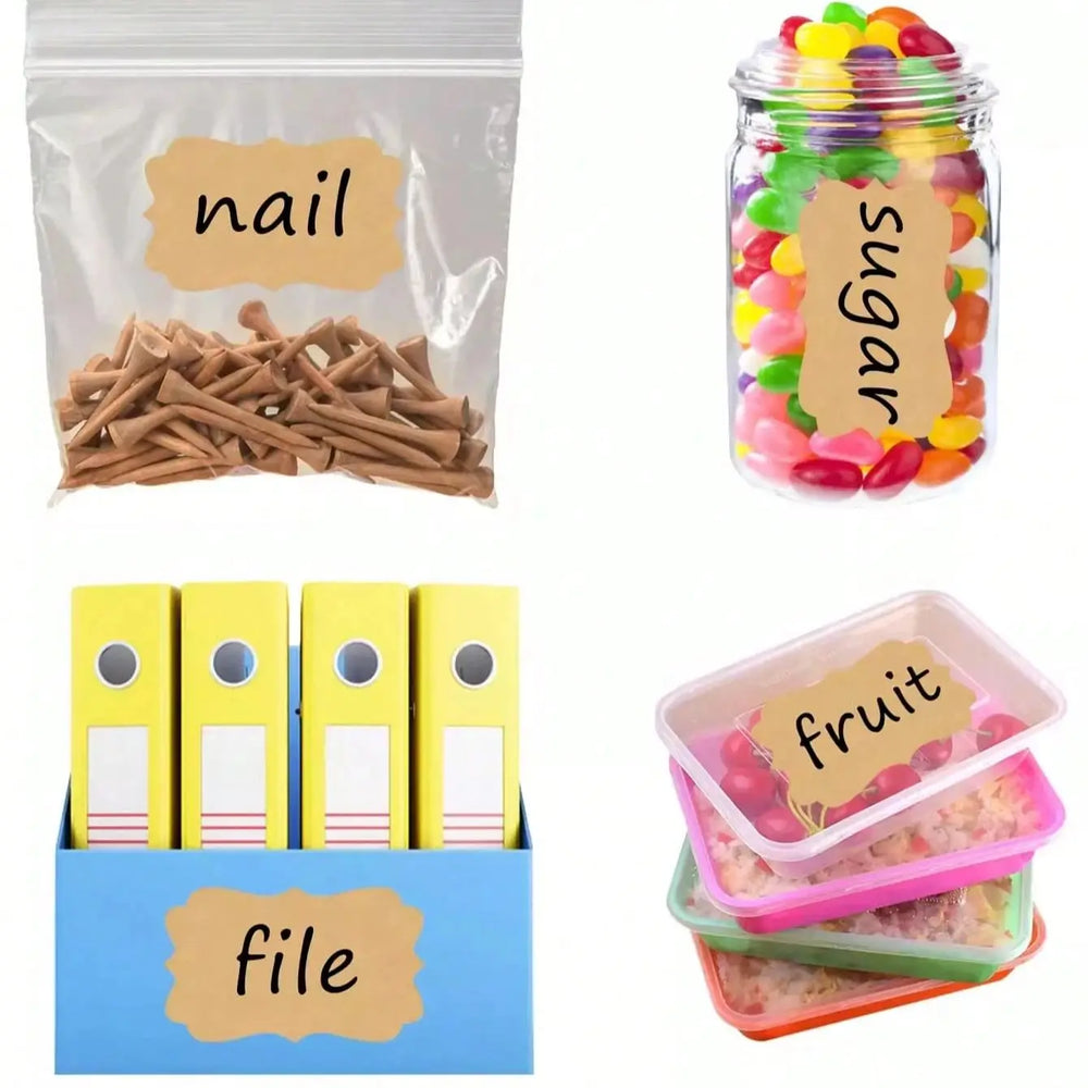 300pcs Solid Color Kraft Paper Label Stickers | Multi-Purpose Writable Stickers for S lifestyle view
