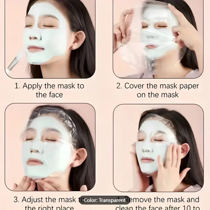 Disposable Facial Mask Wrap | Transparent Plastic Face and Neck Sticker additional angle
