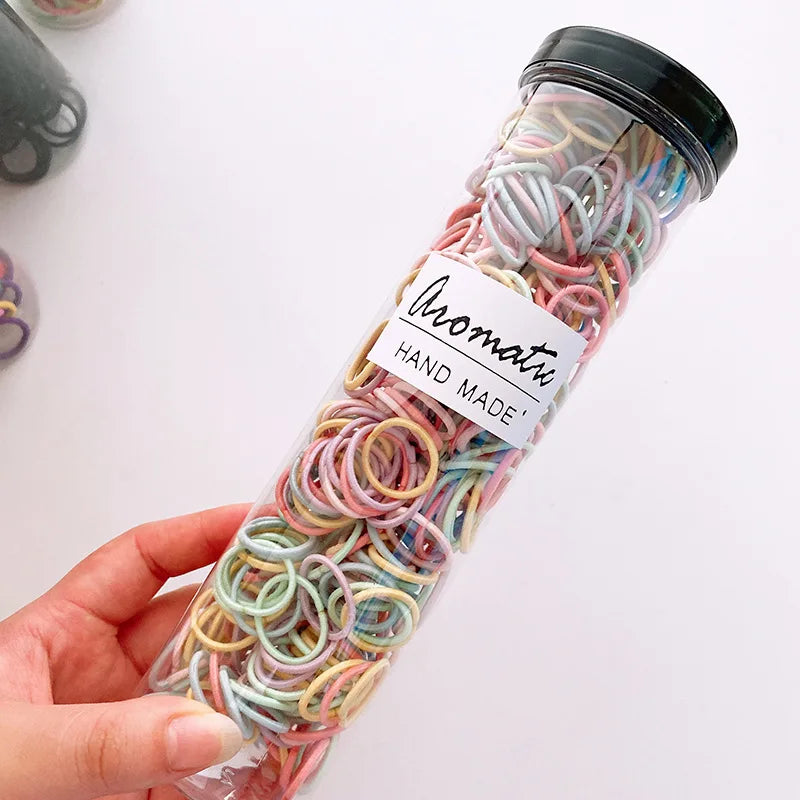 100 Piece/set Elastic Hair Bands Girls Baby Hair Accessories Child Hair Ring Head Rope close-up view