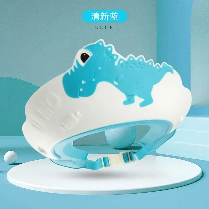 Baby Shower Cap with Adjustable Eye Protection | Waterproof Bath Shampoo Visor for Kid close-up view