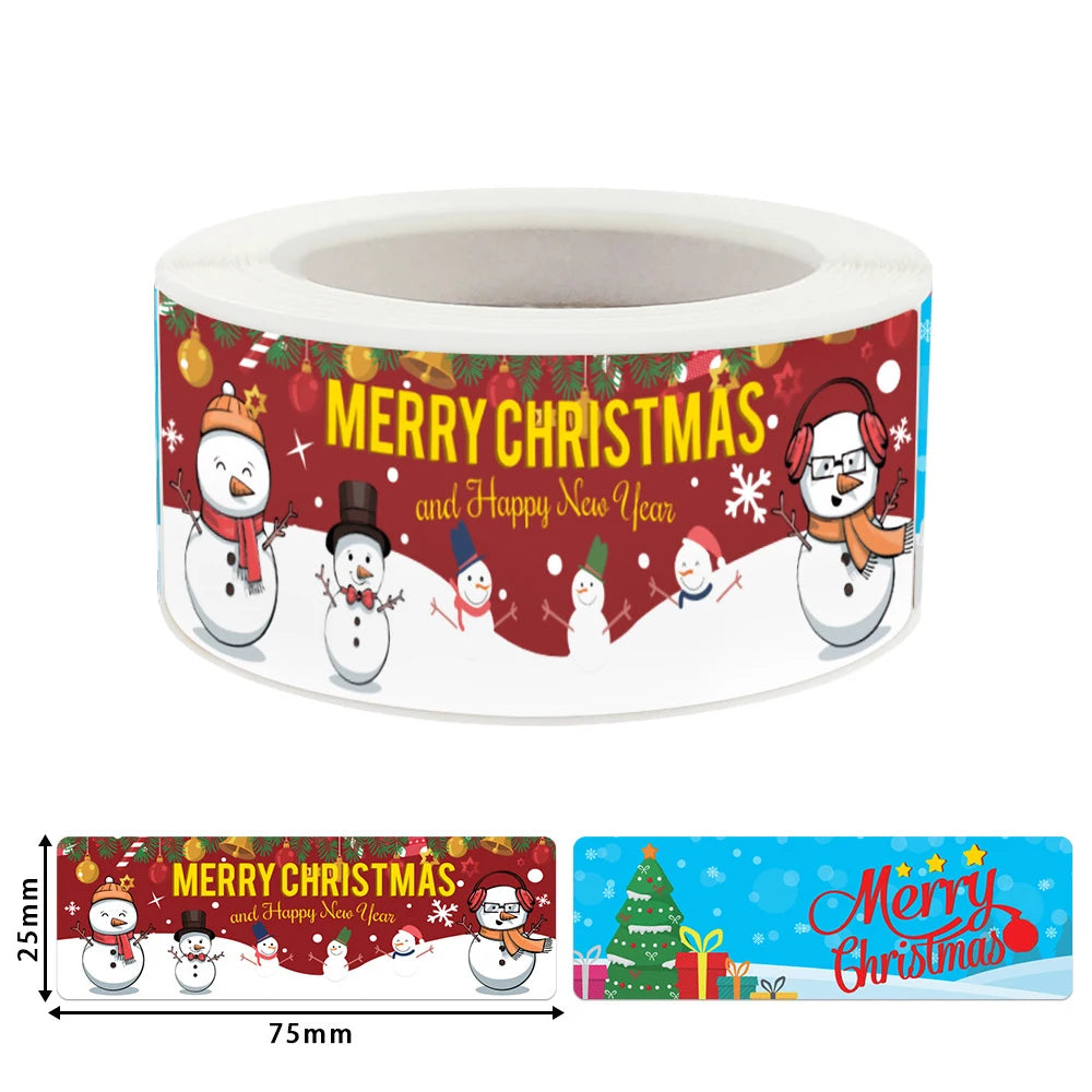 120Pcs Christmas Stickers Roll | Santa Claus Snowman Merry Christmas Gift Sealing Sti alternate view
