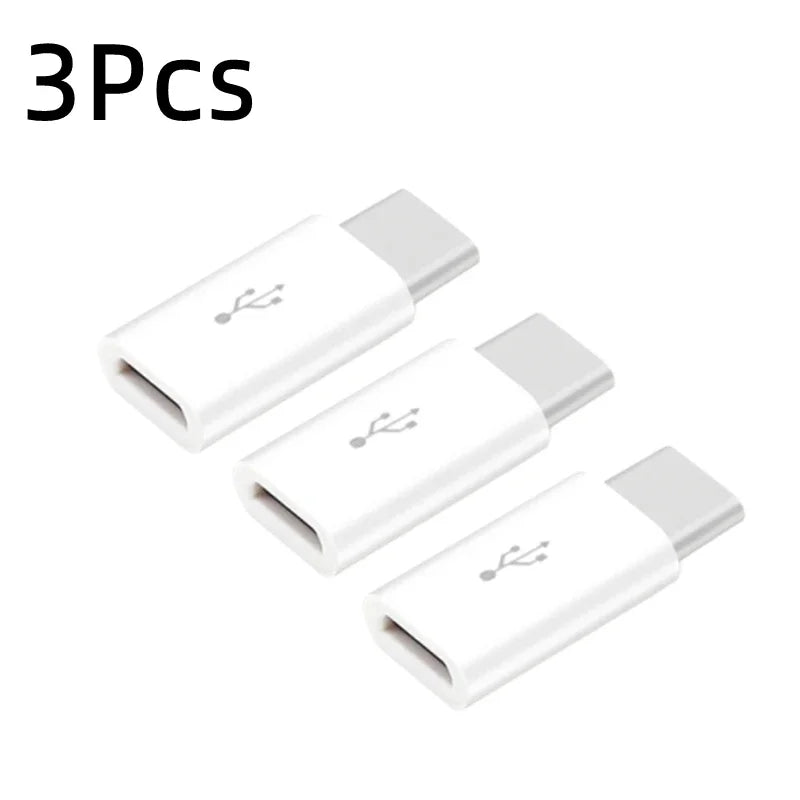 1/3Pcs Micro USB Female To Type C Male Adapter OTG Converter Micro-B To USB-C Connecto close-up view