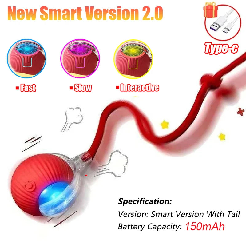 New Cat Interactive Ball Toy Automatic Rolling Ball Faux Tail Rechargeable Smart Pet lifestyle view