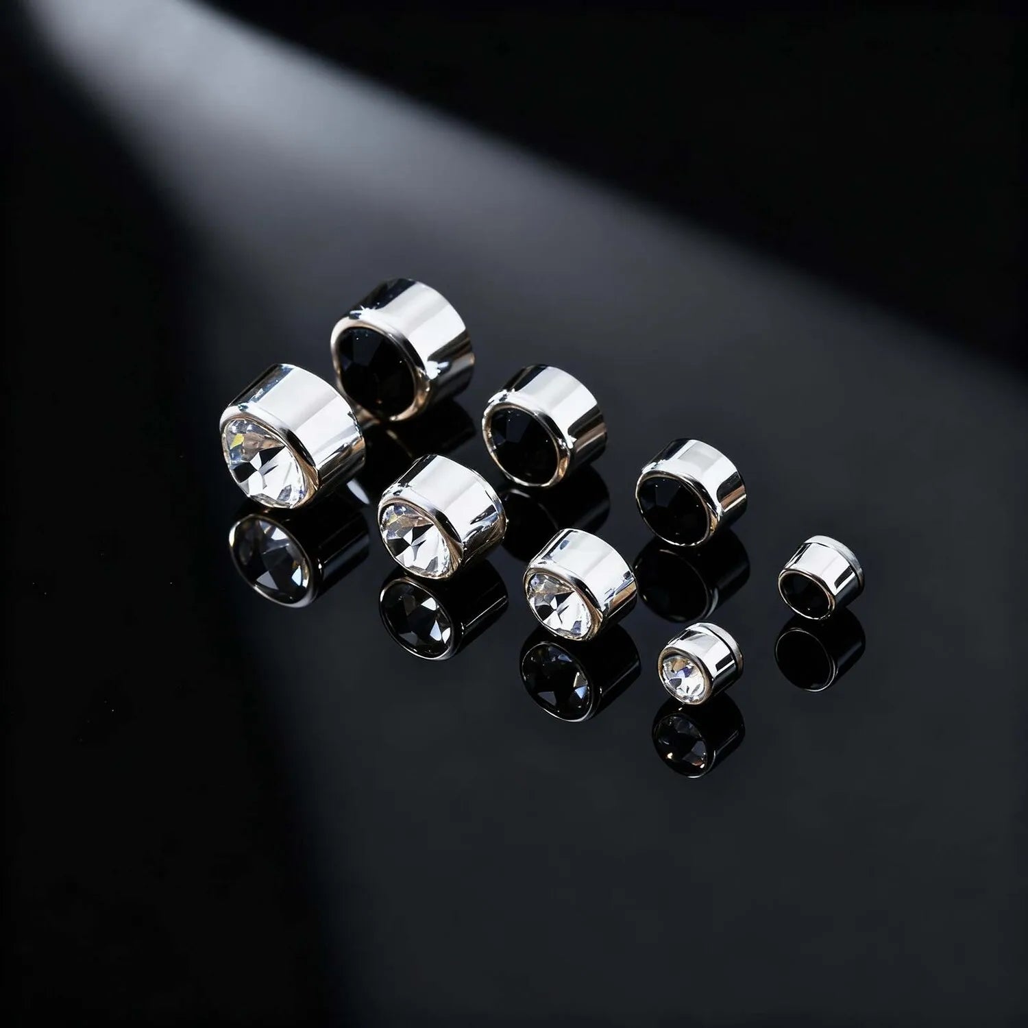 1 Pair Round Zircon Magnetic Ear Stud Clip Earrings for Men Women,Punk Round Zircon Ma close-up view