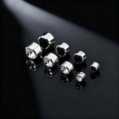 1 Pair Round Zircon Magnetic Ear Stud Clip Earrings for Men Women,Punk Round Zircon Ma close-up view