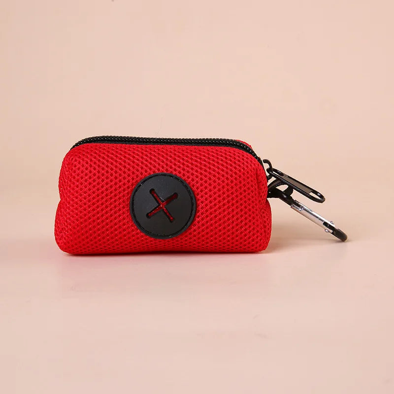 Canvas Dog Poop Bag Holder, Outdoor Pet Waste Bag Dispenser with Carabiner Clip, Animal detail view