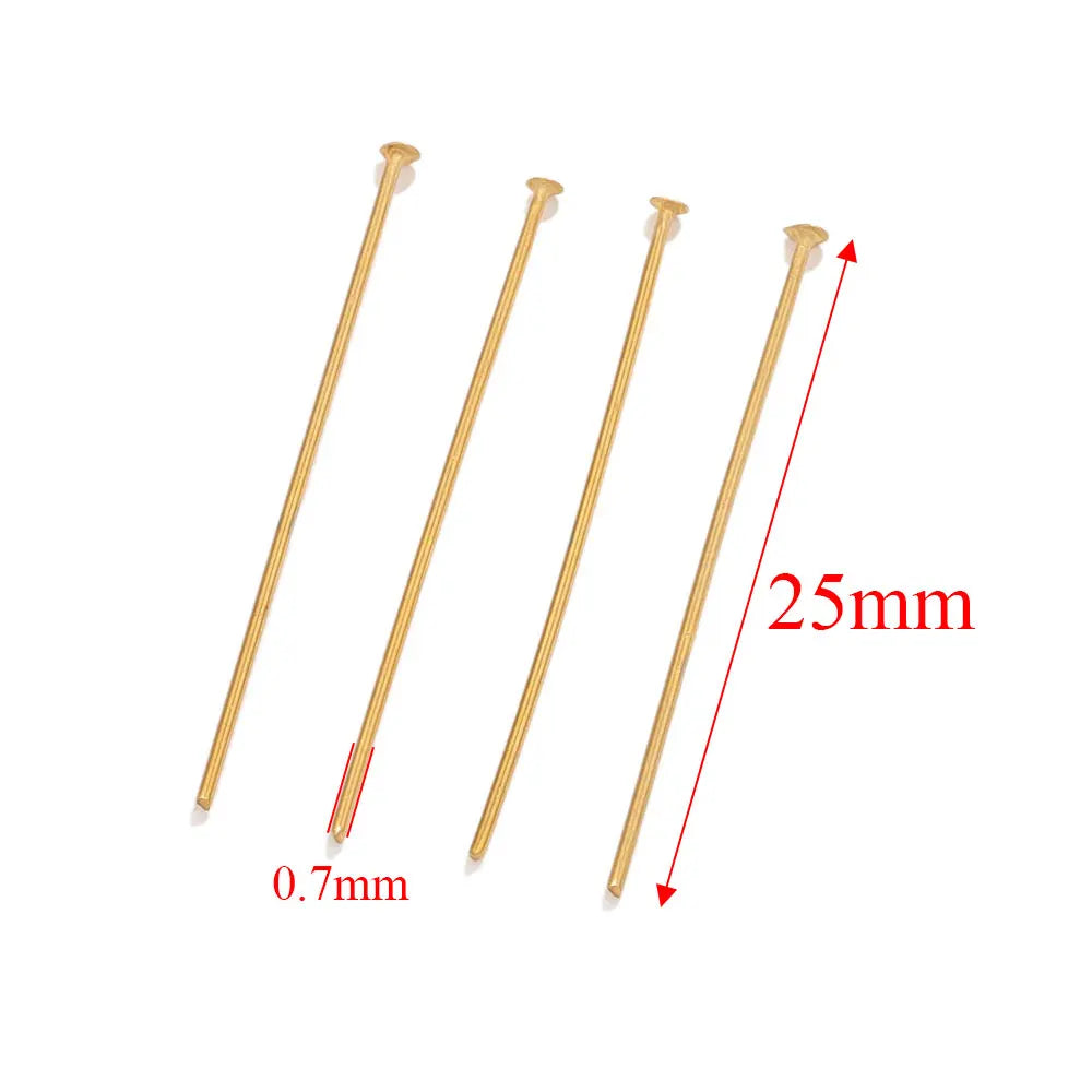 20pcs 20-70mm PVD Gold Plated Stainless Steel Flat Head Pins For Jewelry Making Findi alternate view