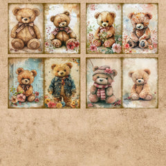 16 Sheets A5 Lace Cute Bear Background Vintage Grunge Paper | Journal Planning Scrapb alternate view
