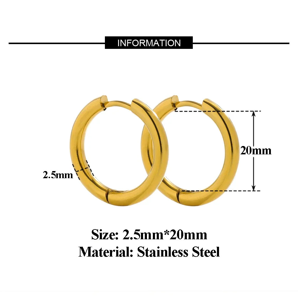 10pcs 18K PVD Gold Plated Stainless Steel Hoop Earrings Women Earrings Men Punk Hiphop B detail view