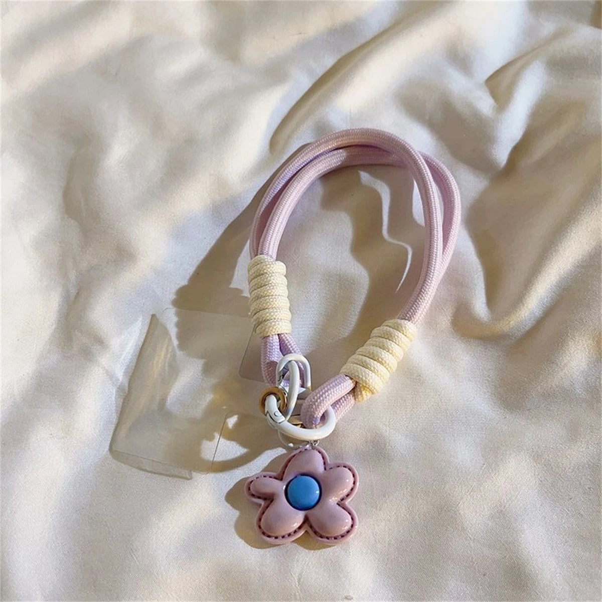 Cute Leather Flower Strap For Phone Lanyard Strap Hanging Chain Ring Cord With Patch lifestyle view