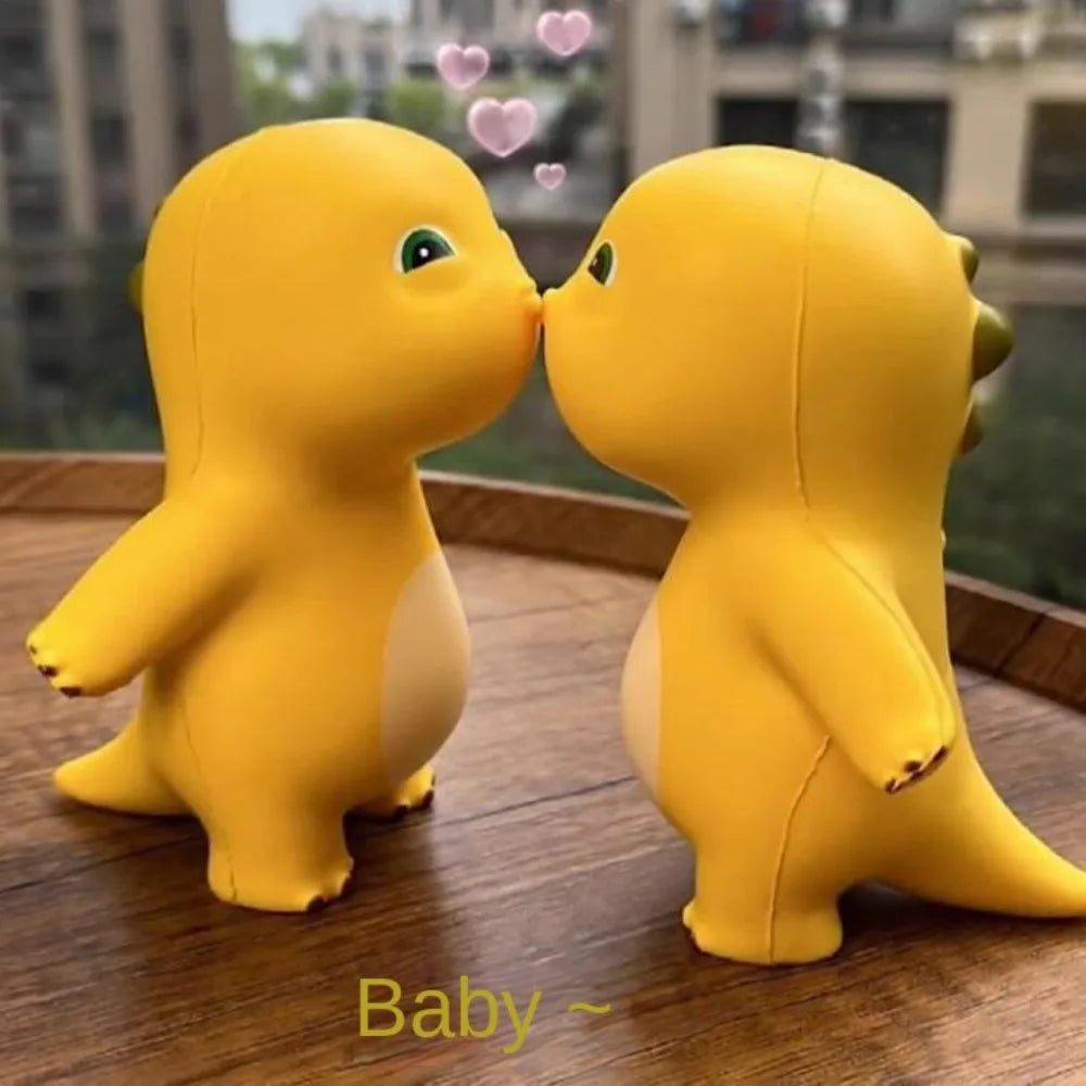 Funny Kiss Milk Dinosaur figure Cute Yellow Nailong Squeeze Toys kawaii Model Doll St lifestyle view